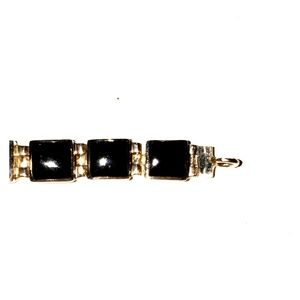 Sterling Silver Onyx Bracelet Marked CY 7".